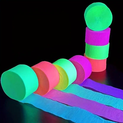 Pack 6 Festones Crepé Flúor Para Fiestas Y Cumpleaños