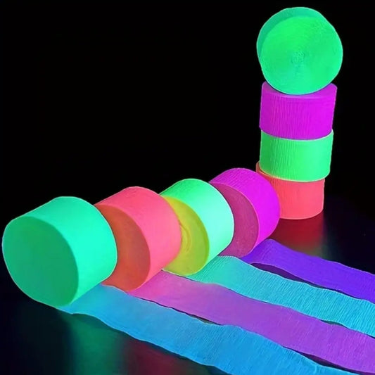 Pack 6 Festones Crepé Flúor Para Fiestas Y Cumpleaños