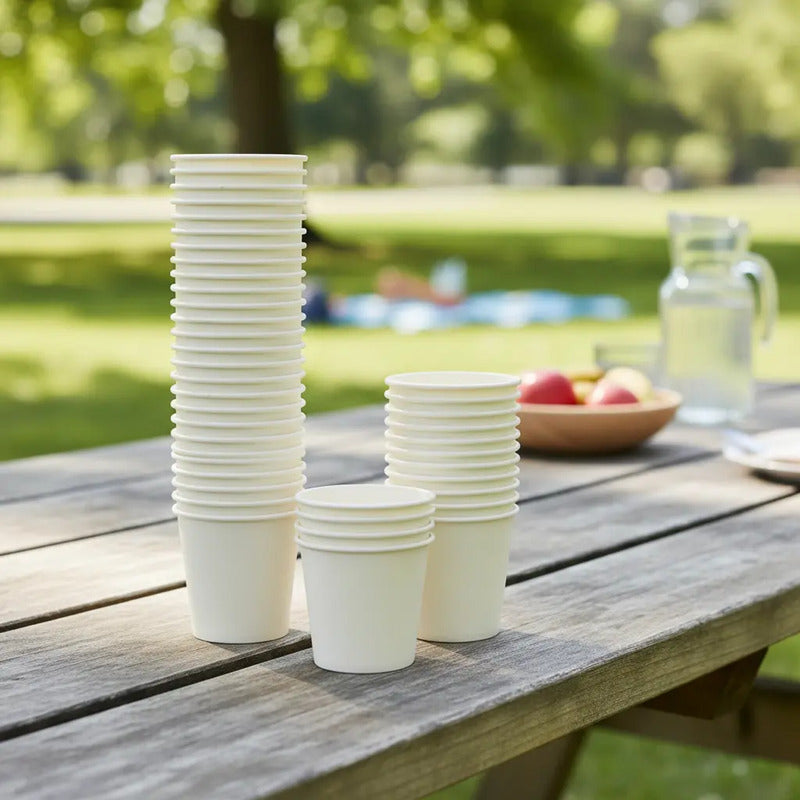 Pack 50 Mini Vasos Desechables Poli Papel 80 Ml Color Beige Beige