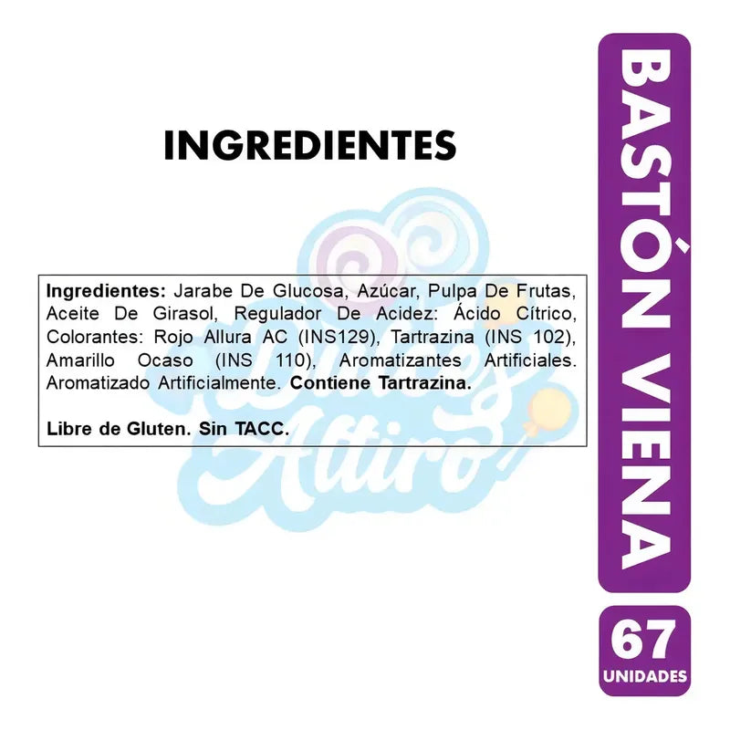 Caramelos Arcor Bastón Viena Sabor Frutas 470g
