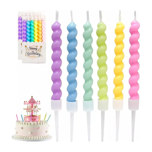 Kit De Decoración De Velas Para Tartas, 6 Espirales De Varios Colores, 11 Cm