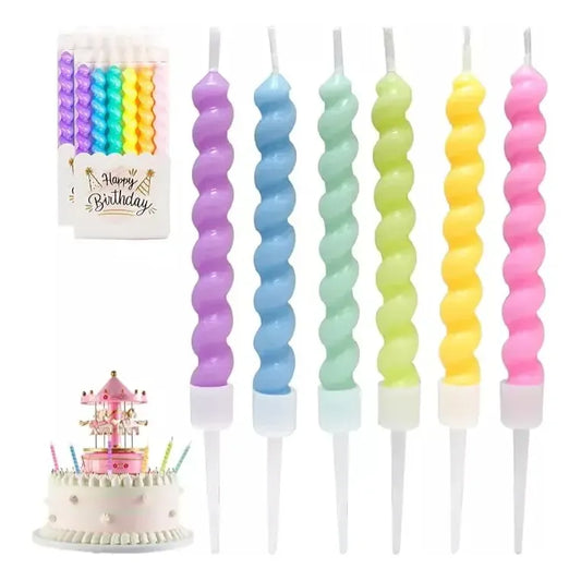 Kit De Decoración De Velas Para Tartas, 6 Espirales De Varios Colores, 11 Cm