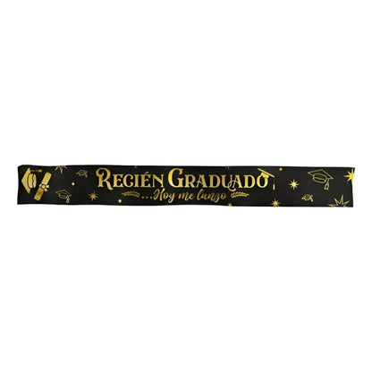 Banda Cotillón Fiesta Recién Graduado Negro Graduaciòn