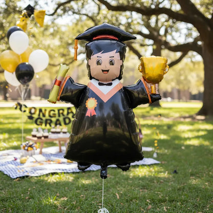 Globo Metalizado Graduación Niño Egresado Negro