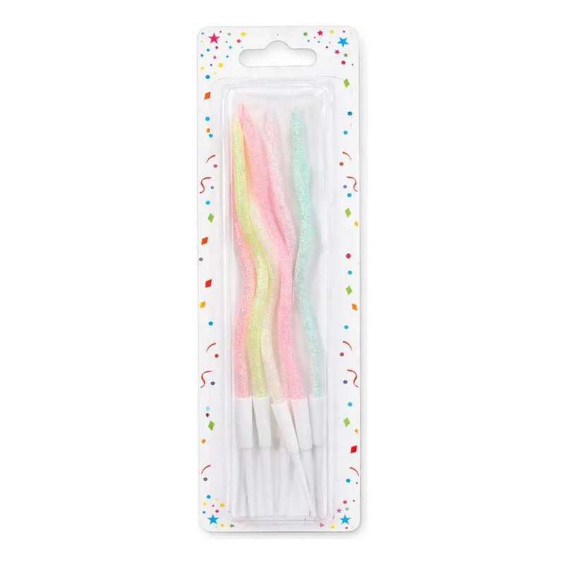 Pack 6 Velas De Cumpleaños Ovaladas Degrade Glitter