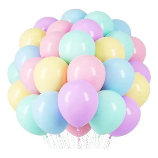 Pack 50 Globos Látex Colores Pastel Cotillón Decoración Surtido