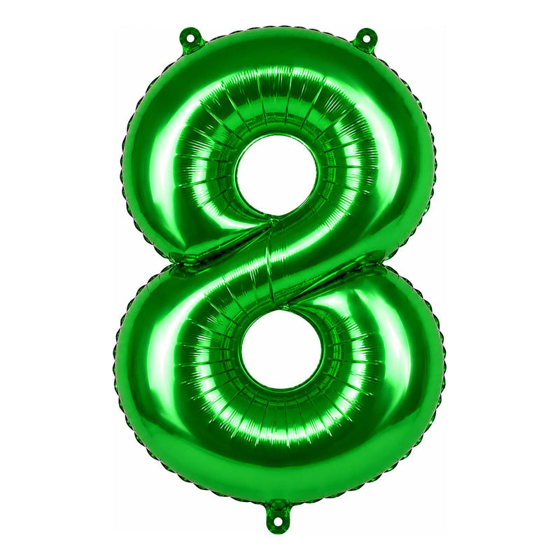 Globo Número Metalizado Verde Para Fiesta Y Decoración 8