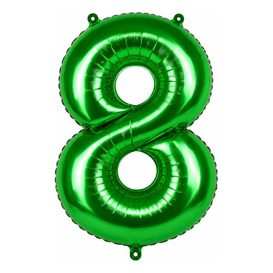 Globo Número Metalizado Verde Para Fiesta Y Decoración 8