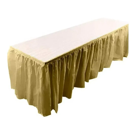 Faldon De Mesa Decoración De Fiestas 74 X 426 Cm Color Dorado Lisa