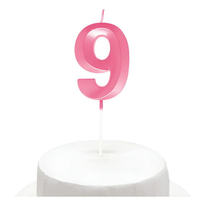 Vela De Cumpleaños Numeral Rosado Brillante 5x7 Cm