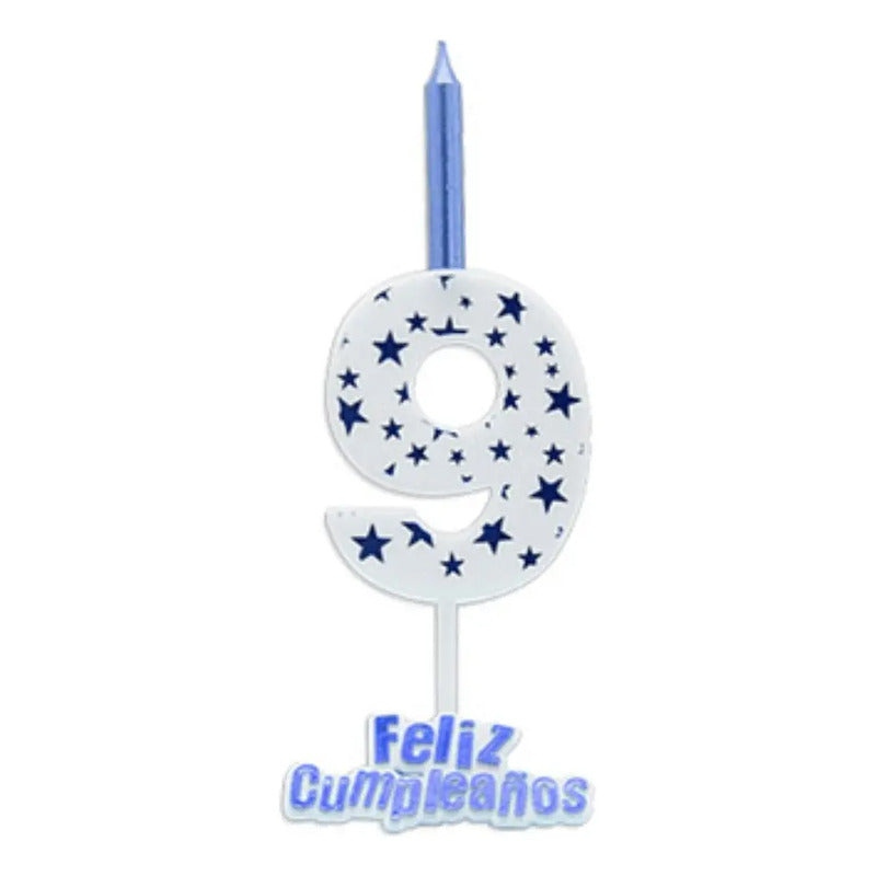 Vela De Cumpleaños Numero Estrella Azul