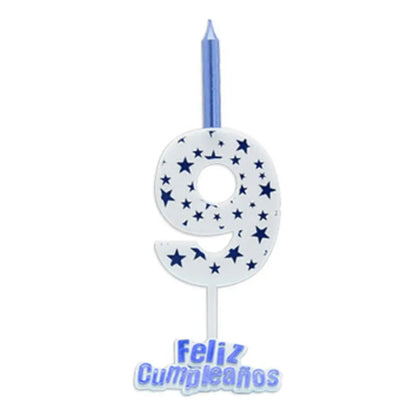 Vela De Cumpleaños Numero Estrella Azul