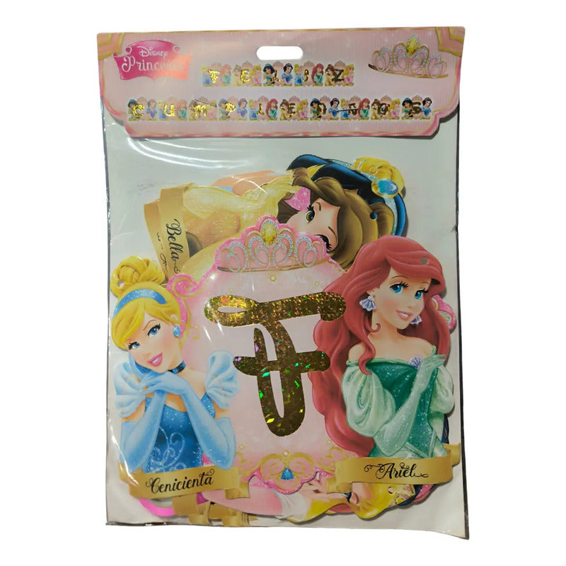 Cotillón Princesas Guirnalda Feliz Cumpleaños 3d Banderin