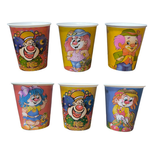 Pack 6 Vasos Cumpleaños Retro Ochentero Y Años 90