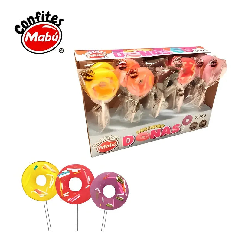 Chupetines Surtidos Mabu Donas Caramelo Duro 20 Unidades