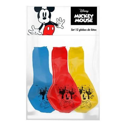 Set Globos Latex Con Impresion Mickey 12 Unidades