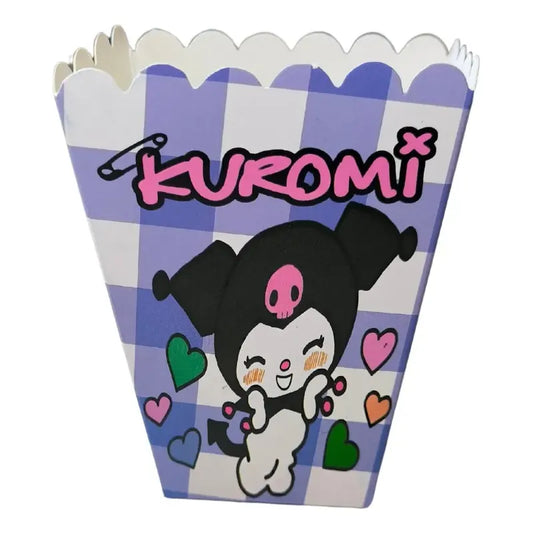 Pack 6 Cajas De Cabritas Pop Corn Kuromi Cotillón Violeta