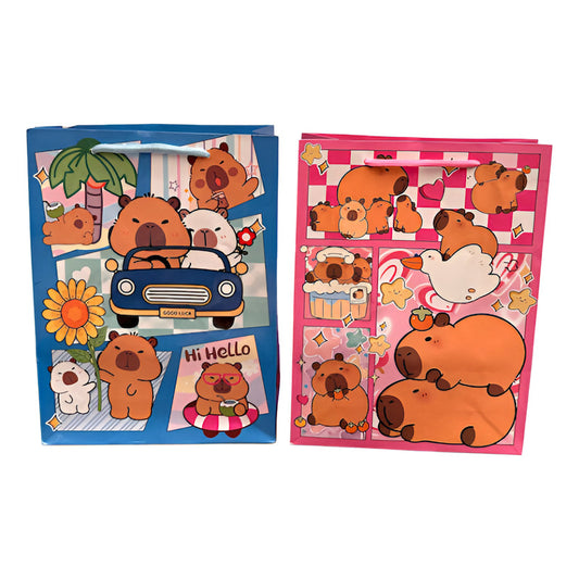 Pack 12 Bolsas De Cumpleaños Capibara Capybara 16x21 Cm