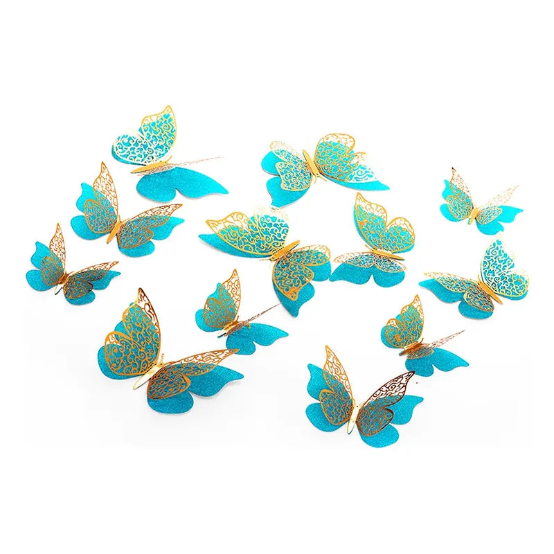 Set 12 Deco Mariposas Decorativas 3d Adhesivas Celeste