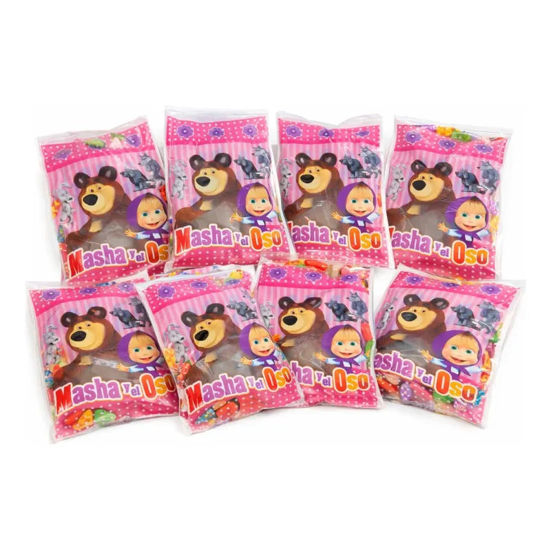 Bolsas De Dulces Masha Y El Oso Para Cumpleaños - Pack 10 Un Rosa