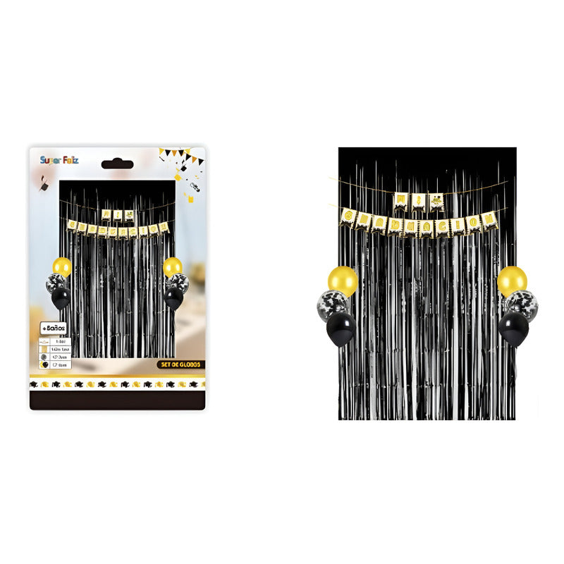 Set Decoración Graduación Cotillón Negro