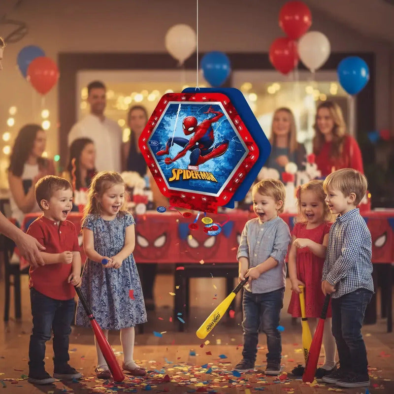Piñata 3d Spiderman Hombre Araña Cotillón Activarte Rojo Grande