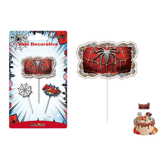 Set Velas Adorno Torta Cumpleaños Fiesta Hombre Araña