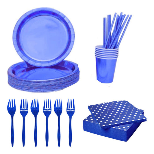 Pack 36 Psc Desechables Cumpleaños Azul Para 6 Personas