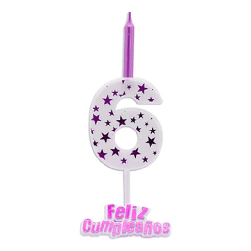 Vela De Cumpleaños De Estrella Rosada 13 Cm