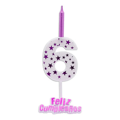 Vela De Cumpleaños De Estrella Rosada 13 Cm