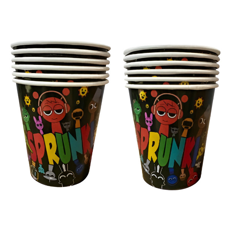 Pack 6 Vasos Cotillón Cumpleaños Sprunki Negro
