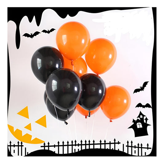 25 Globos Látex Fiestas Halloween Bicolor