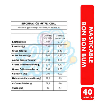 Masticable Bon Bon Bum Sabor Fresa De Colombina (bolsa 40un)