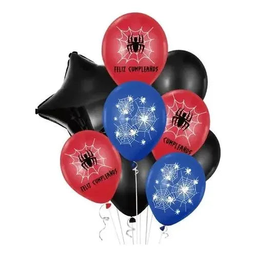 Set Globos Spiderman Feliz Cumpleaños Fiesta Infantil Rojo