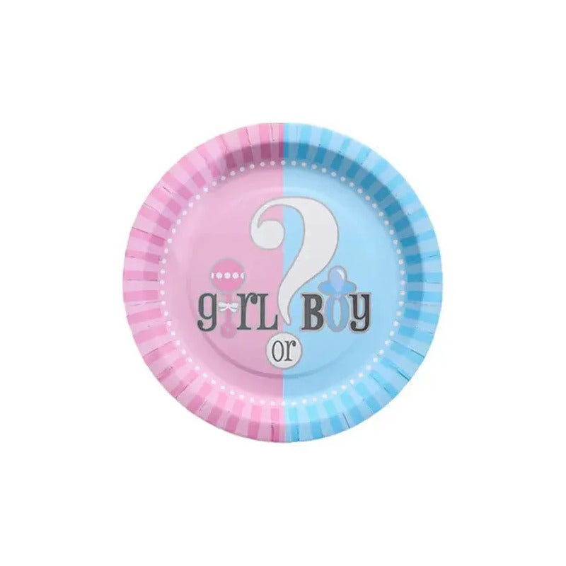 X 10 Platos Desechables Revelación De Género Baby Shower Mixto