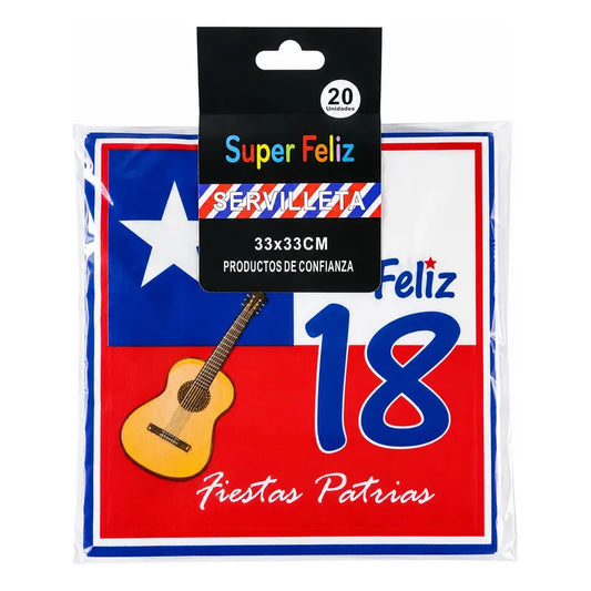 Servilletas Super Feliz Fiestas Patrias 20 Unidades 33x33 Cm Surtido
