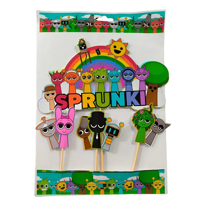 Pack 4 Topper Torta Cumpleaños Sprunki Cotillón Multicolor Sprunki