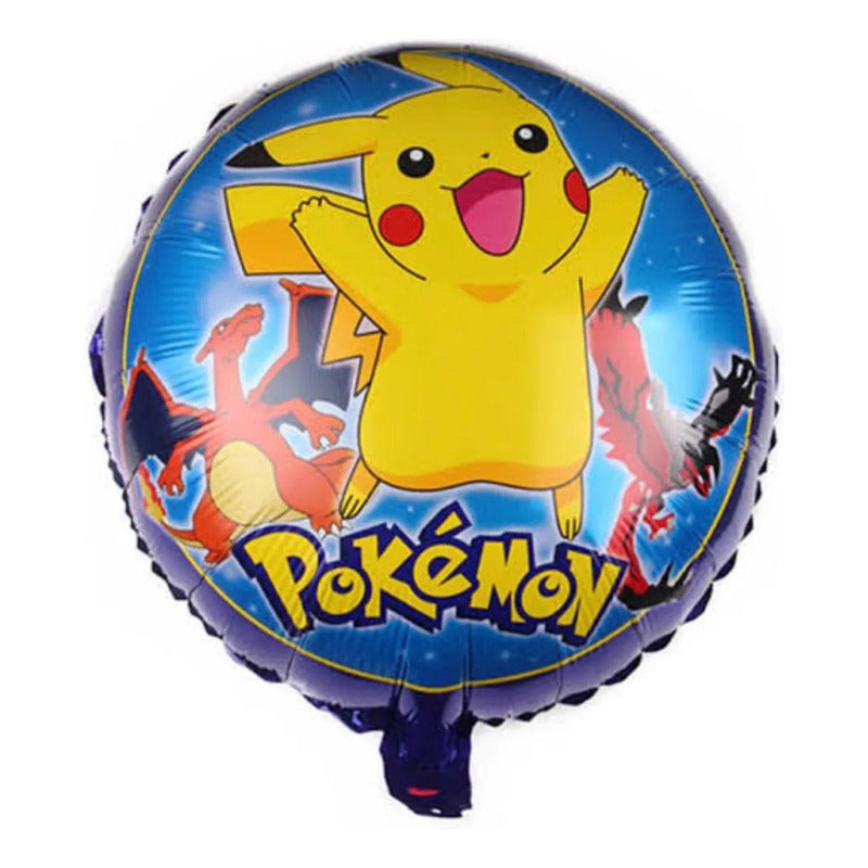 Pack 10 Globos Metálicos Pokémon Pikachu Fiesta Cumpleaños Azul