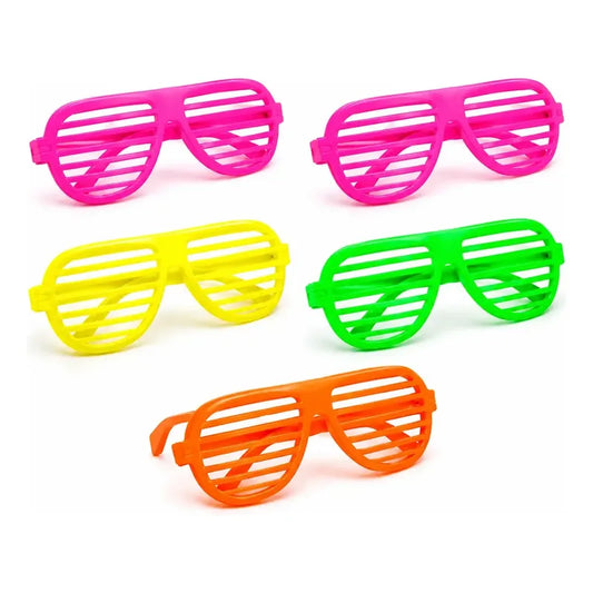 Lentes De Fiesta Rejilla Flúor Colores Surtidos X 5 Unidades Fluor