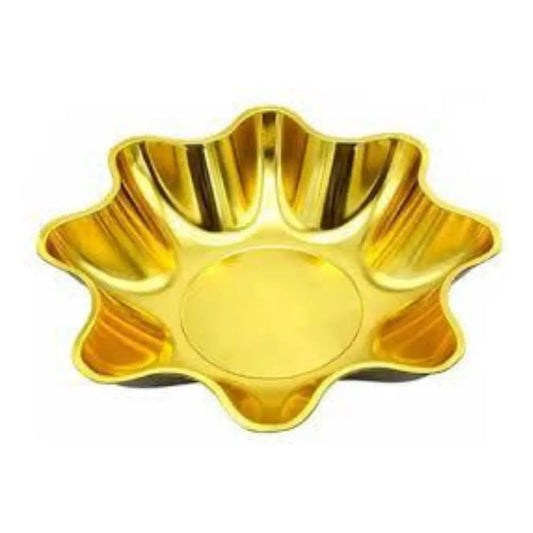Pack 2 Bandejas Fuente Dorado Forma De Flor Para Aperitivos Dorado