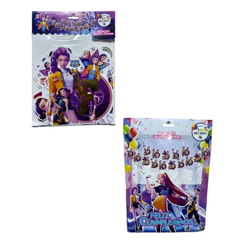 Cotillón Guirnalda Feliz Cumpleaños 3d Guerreras Kpop