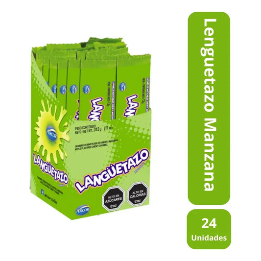 Langüetazo Manzana - Caramelos Masticables (caja Con 24 Un)