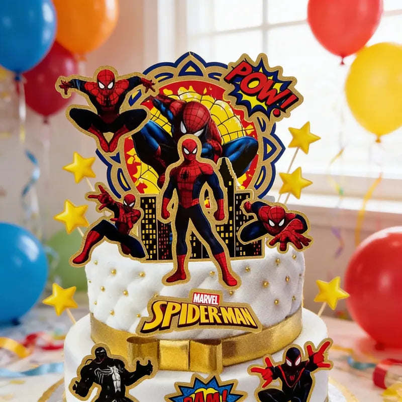 Toppers Para Torta Spiderman Marvel Cumpleaños Rojo