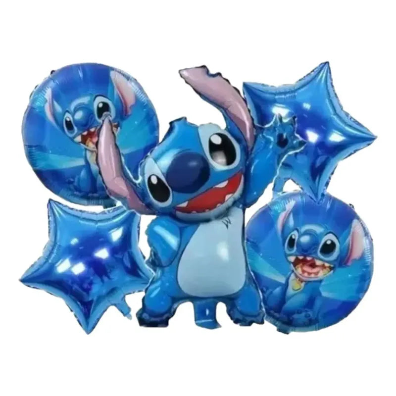Set 5 Globos Lilo Y Stitch Metálicos Azul