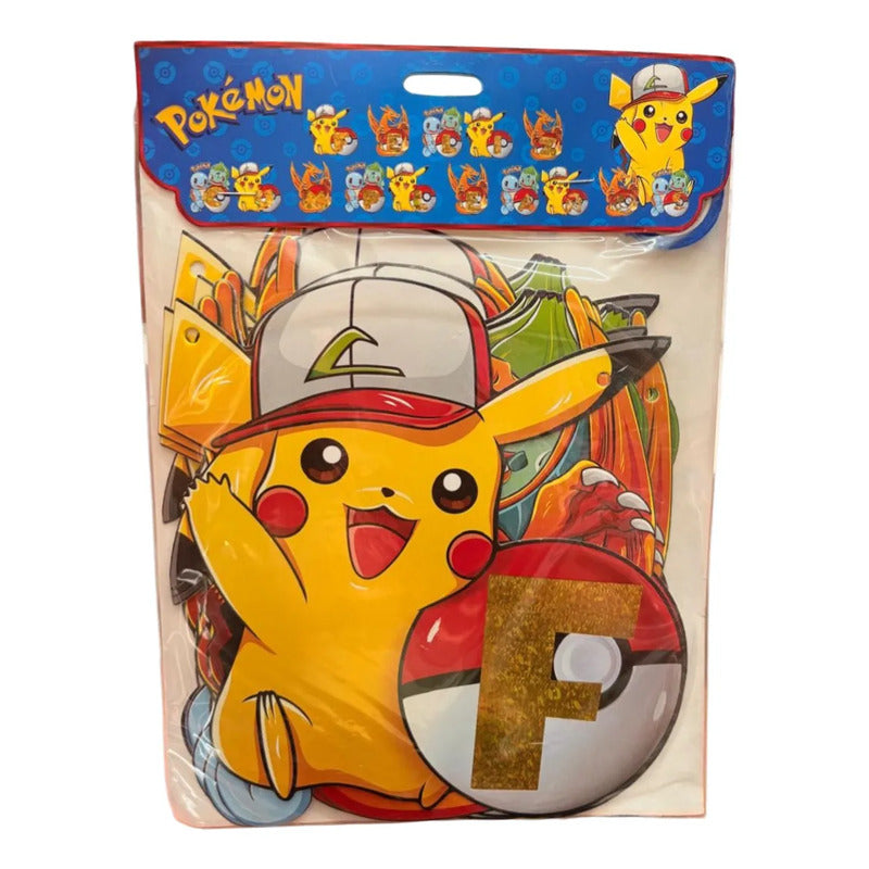 Banderín Pokémon Pikachu Decoración Fiesta Cumpleaños 3d Amarillo