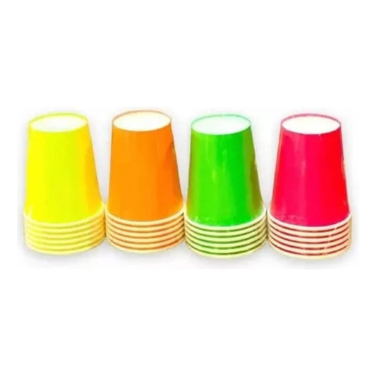 Pack Cotillón 10 Vaso Fluor - Neón 500 Ml
