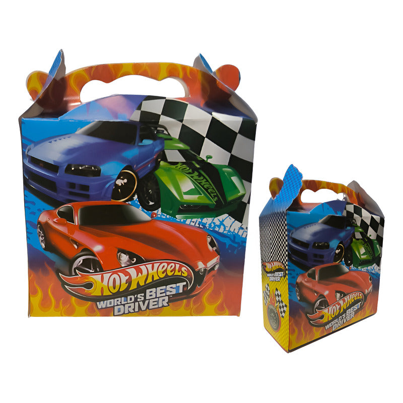Pack 10 Cajitas De Sorpresa O Cumpleaños Hot Wheels Azul M