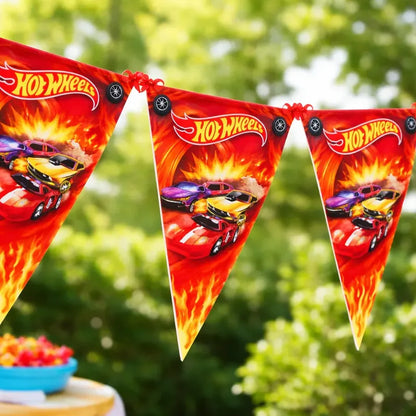 Guirnalda Banderines Hot Wheels Fiesta Cumpleaños Rojo