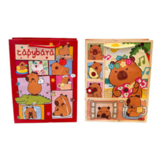 Pack 12 Bolsas De Cumpleaños Capibara Capybara 16x21 Cm