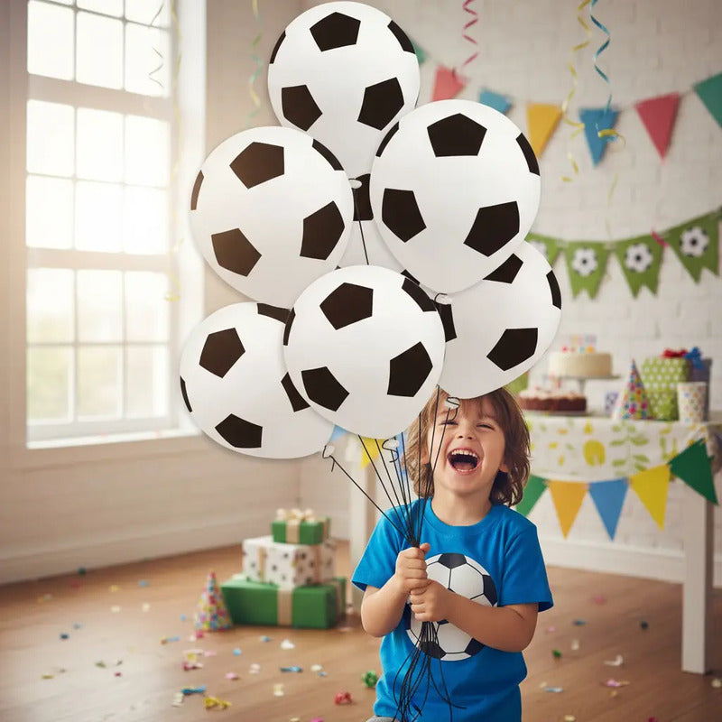 Pack 25 Globos De Cumpleaños De Fútbol 30 Cm Blanco